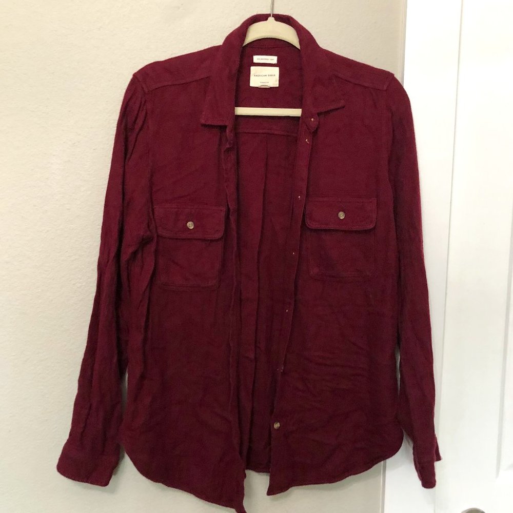 AE Amazingly Soft Burgundy Button Down - Womens Size Large